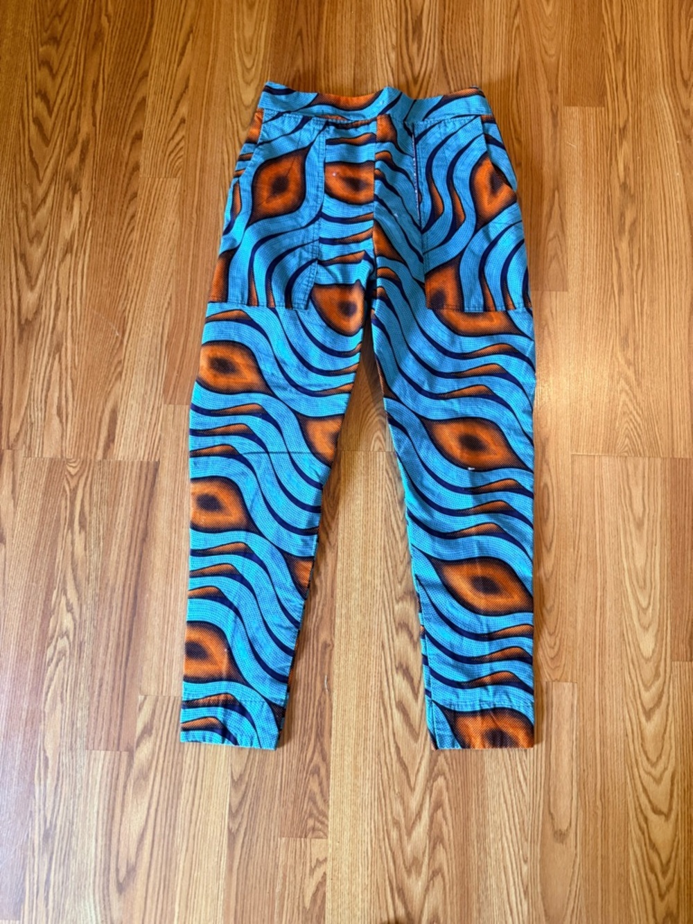 Vibrant Blue & Orange Patterned Pants